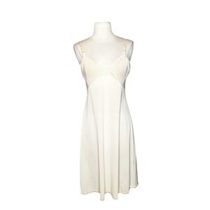 Vintage 80s Shadowline Size 36 Tall Lingerie Satin Nylon Lace Slip Dress